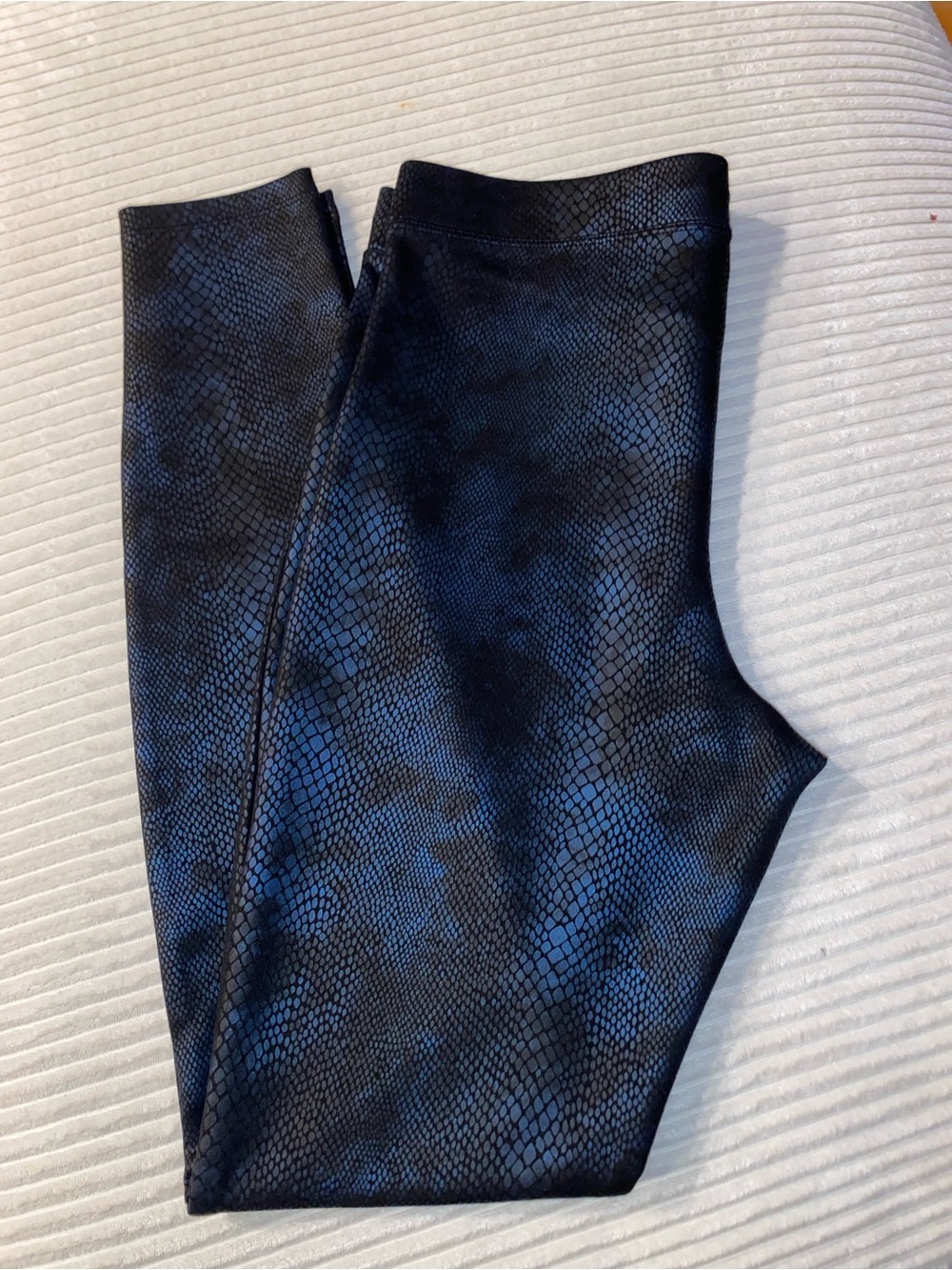 Express Black and Blue Snakeskin Ponte Leggings